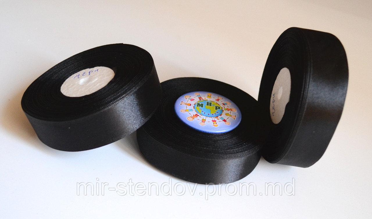 Лента атласная 25 мм Чёрная, фото 1