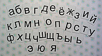 Строчные буквы русского алфавита. Пластиковые карточки для наборного полотна