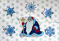 Набор наклеек для окон Дед Мороз и Снежинки