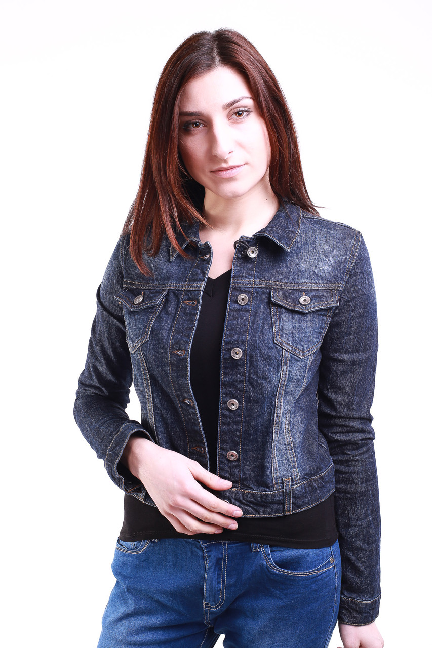 Джинсовая женская куртка 3381-453 (S-2XL) Angelina Mara - фото 1 - id-p4471604