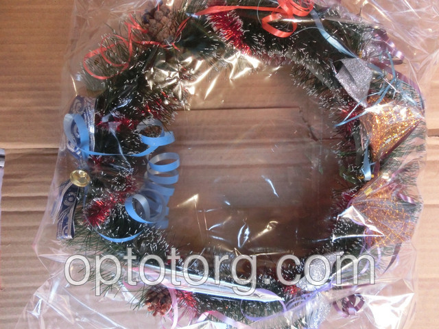 Венок Рождественский новогодние украшения объем 38 см - фото 1 - id-p4483212