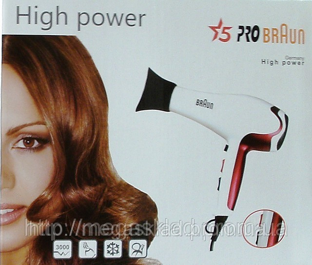 Фен для сушки волос Pro BRAUN 3000 W - фото 1 - id-p4505841