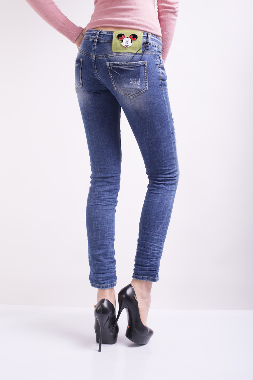 Женские джинсы с тёркой 1065-428 (25-30,6ед) Angelina Mara - фото 1 - id-p4509725