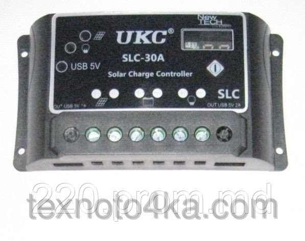 Контроллер заряда для солнечных батарей 12/24В 30A UKC SLC-30A - фото 1 - id-p4536429