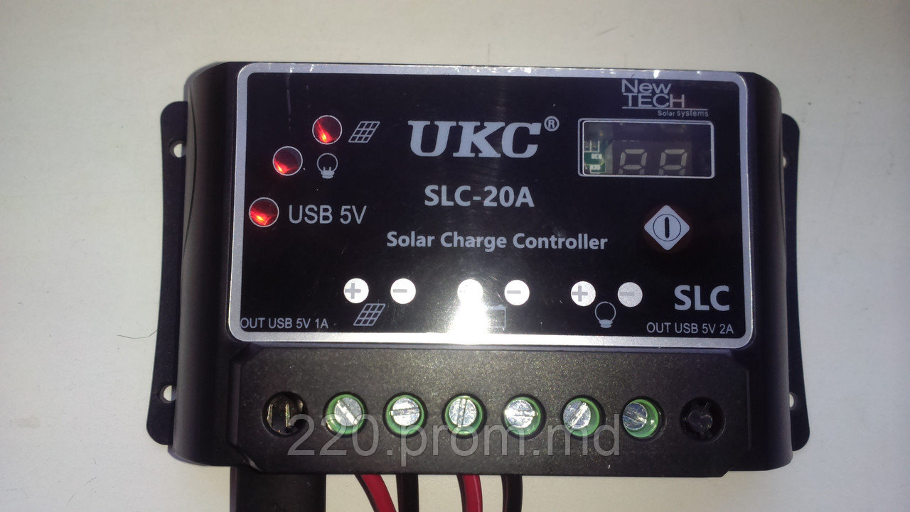 Контроллер заряда для солнечных батарей 12/24 В 20A UKC SLC-20A - фото 1 - id-p4536430
