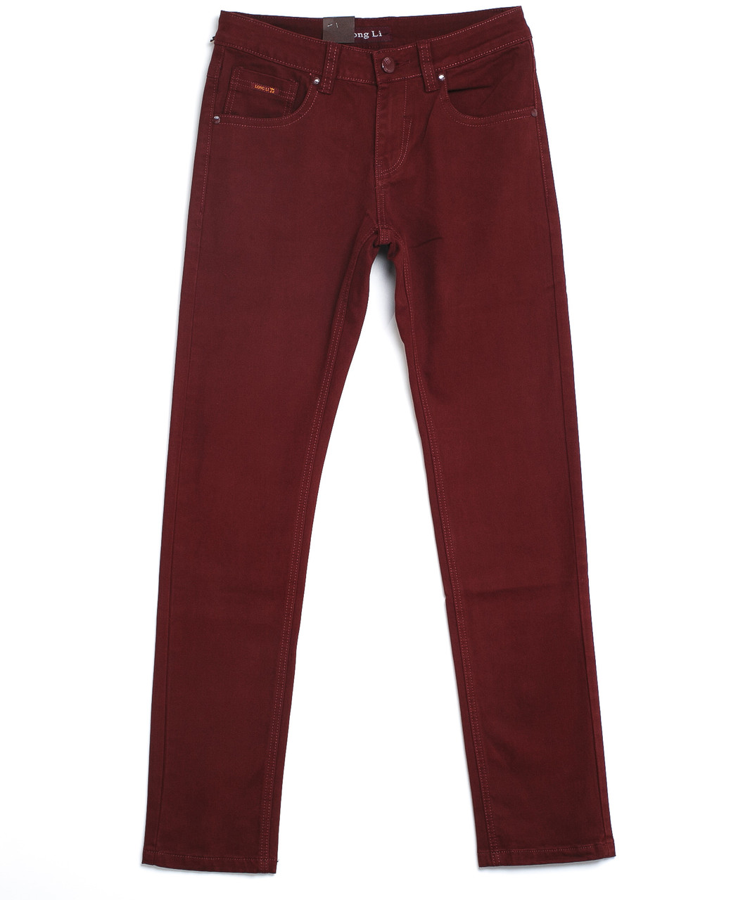 Бордовые мужские брюки 0498 (29-38, 8 ед.) Лонг Ли - фото 1 - id-p4542523