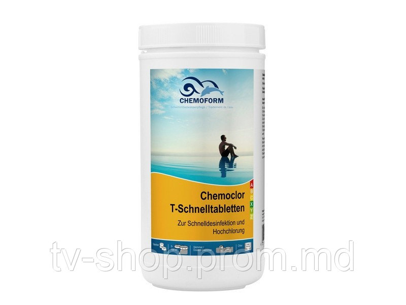 Хлор шок Chemoform Chemochlor-T-Schnelltabletten (таблетки 20 г), 1 кг - фото 1 - id-p4575516