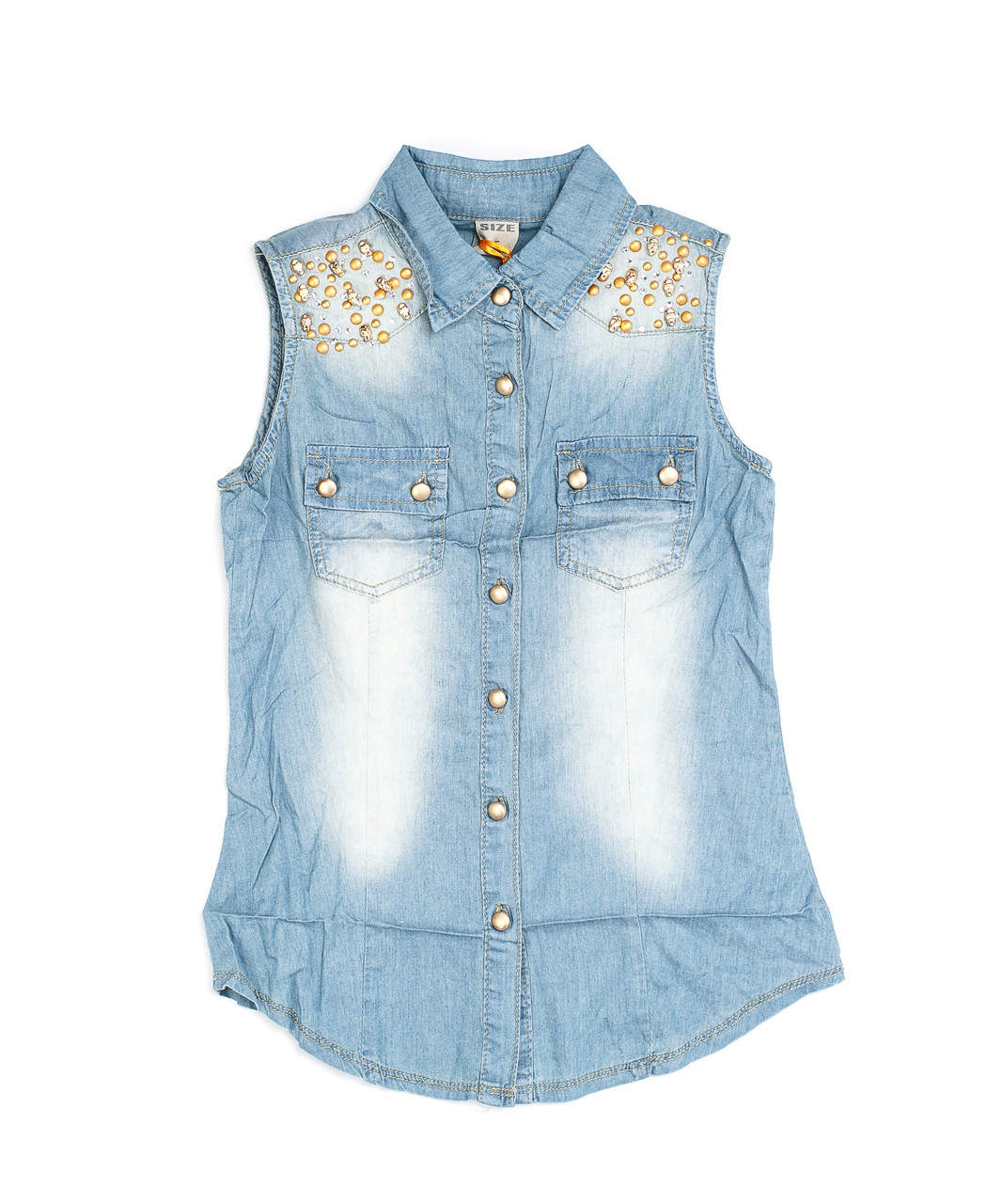 Женская джинсовая рубашка 0613-1 (XS, S, S, M, M, L, 6 ед.) Мисс Кури - фото 1 - id-p4576745