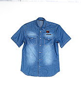 Мужская джинсовая рубашка 0001-74 (S-XL, 6 ед.) Рейсинг Кар