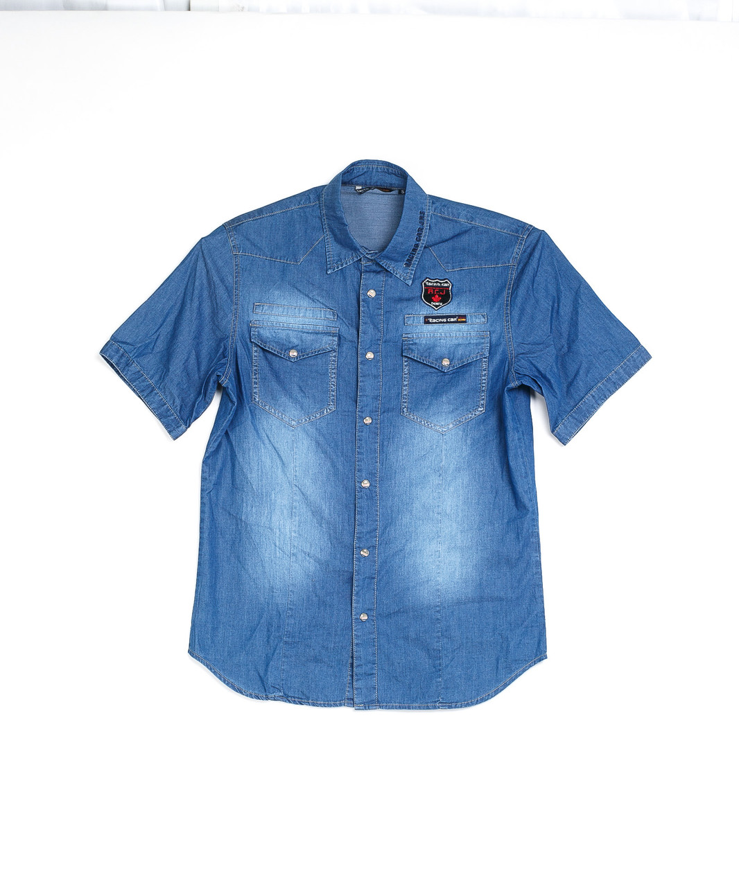 Мужская джинсовая рубашка 0001-74 (S-XL, 6 ед.) Рейсинг Кар - фото 1 - id-p4669120