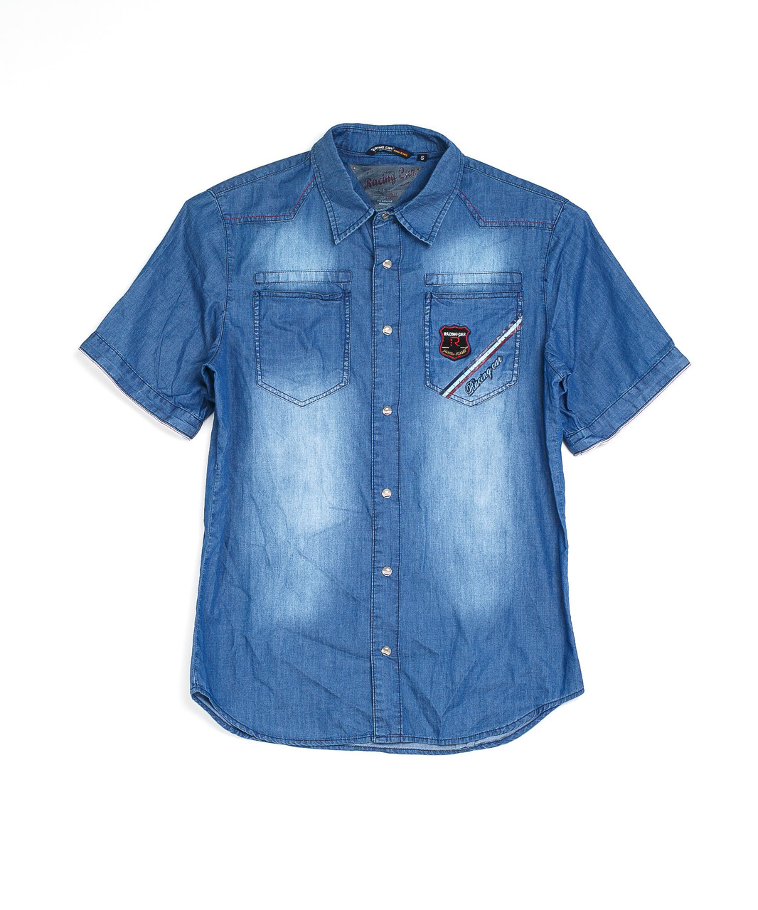 Мужская джинсовая рубашка 0015-74 (S-XL, 6 ед.) Рейсинг Кар - фото 1 - id-p4669124