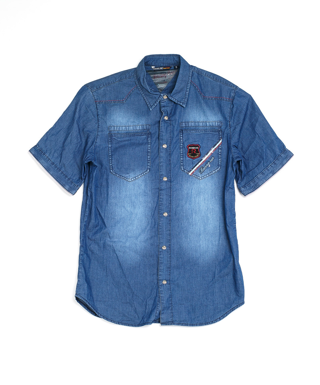 Мужская джинсовая рубашка 0015-06 (S-XL, 6 ед.) Рейсинг Кар - фото 1 - id-p4669125