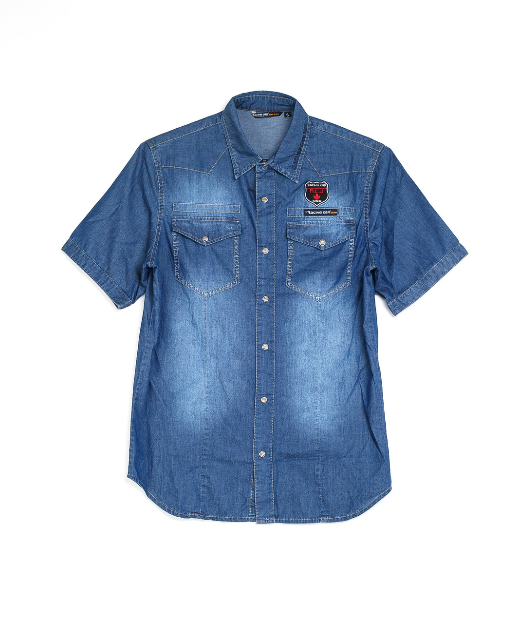 Мужская джинсовая рубашка 0001-06 (S-XL, 6 ед.) Рейсинг Кар - фото 1 - id-p4669126