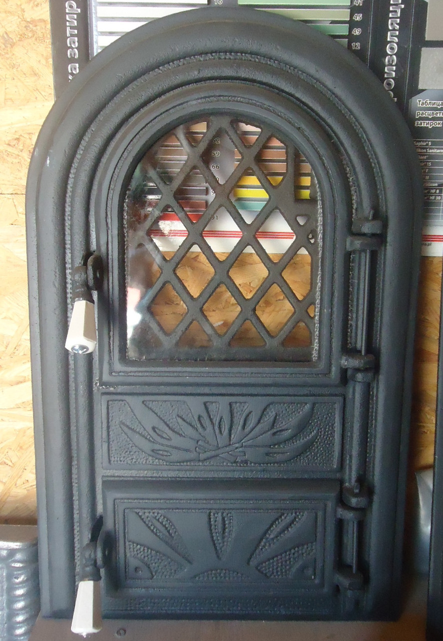 Дверца печная со стеклом, решетка - фото 1 - id-p4709841