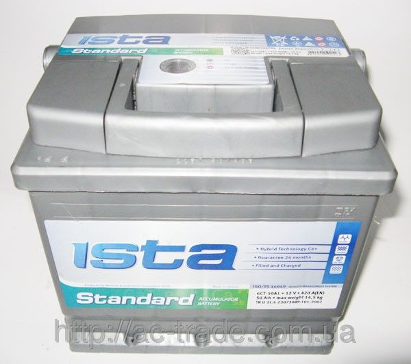 Аккумулятор ISTA Standart 6СТ-50Ач L+ EN 420 - фото 1 - id-p4754403