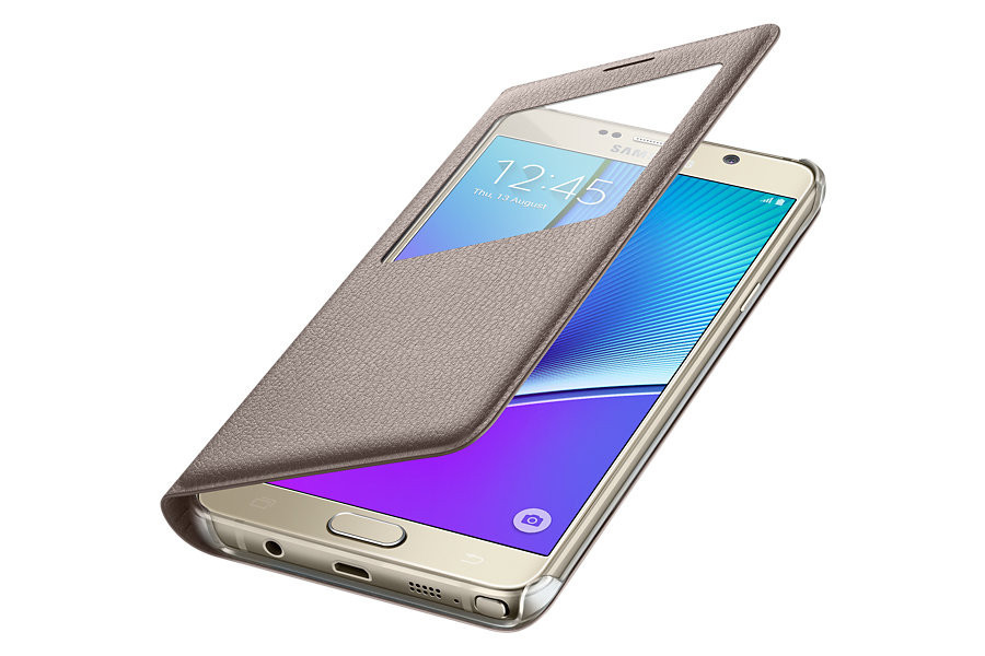 Чехол - книжка S View Cover Samsung Galaxy Note 5 N920C Золотистый - фото 1 - id-p4773368