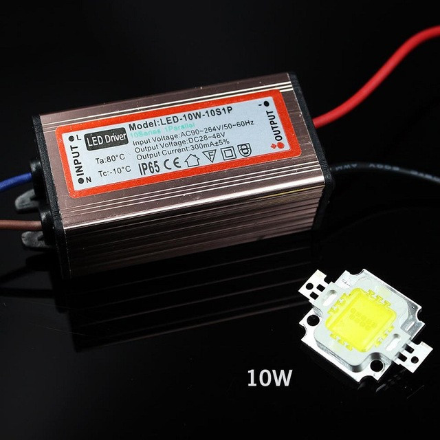 Комплект для сборки LED прожектора и уличного светильника 10Вт COB, драйвер IP65 Холодный белый - фото 1 - id-p4797965