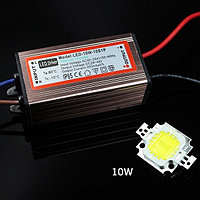 Комплект для сборки LED прожектора и уличного светильника 10Вт COB, драйвер IP65 Теплый белый