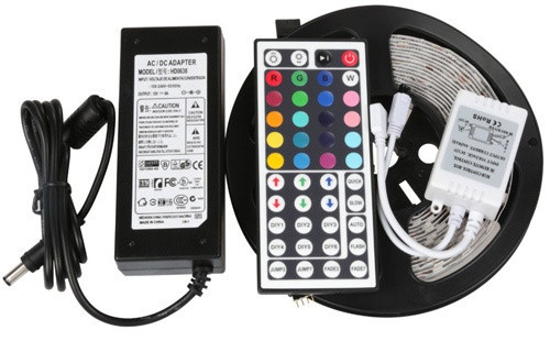 Светодиодный комплект лента RGB 5050 300шт/5м IP65 + контроллер 44кнопки + блок питания 5A - фото 1 - id-p4775071