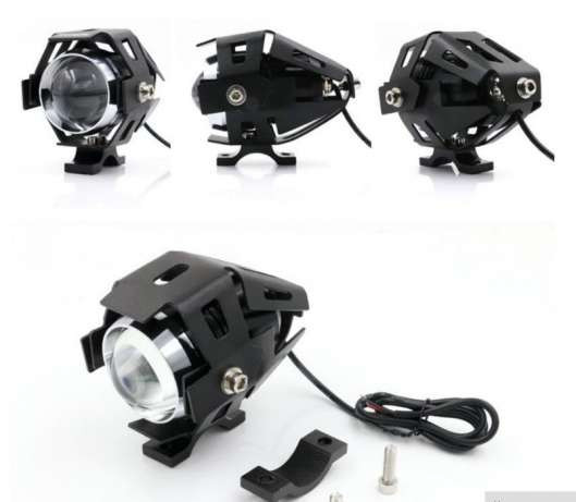 Светодиодная мото фара LED U5 в защитном корпусе с креплением, мотоцикл, скутер, джип - фото 1 - id-p4816278