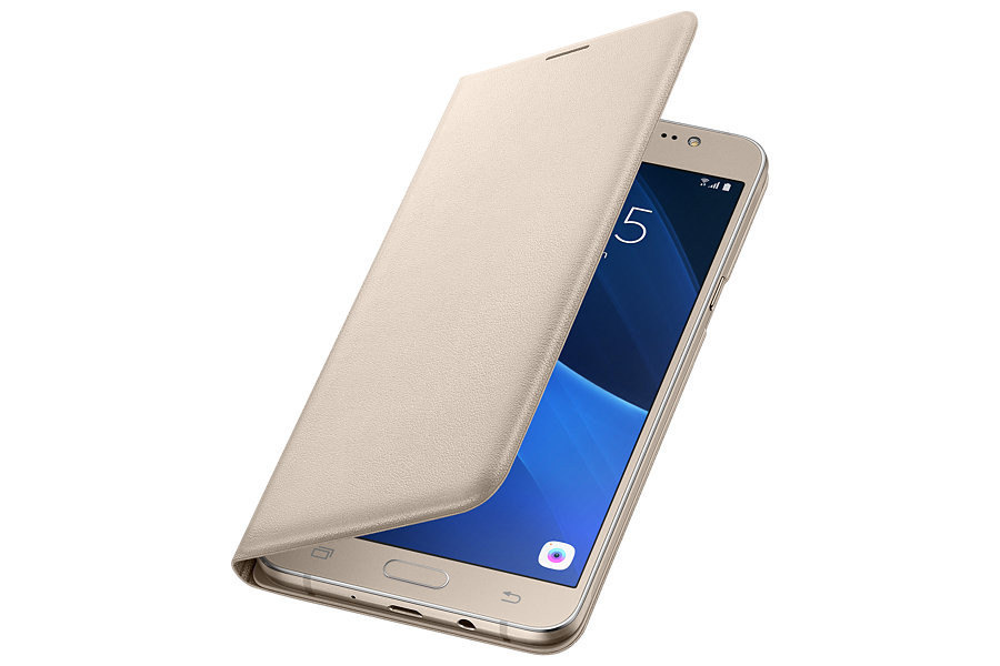 Чехол - книжка Flip Wallet Samsung Galaxy J7 SM-J700H Золотистый - фото 1 - id-p4834281